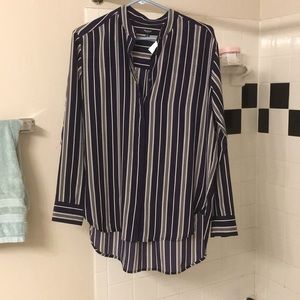 100% silk madewell long sleeved striped shirt